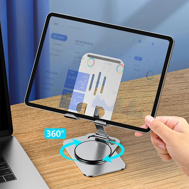 360-Degree Rotating Foldable Mobile Phone & Tablet Stand - Adjustable Lazy Holder for Hands-Free Use