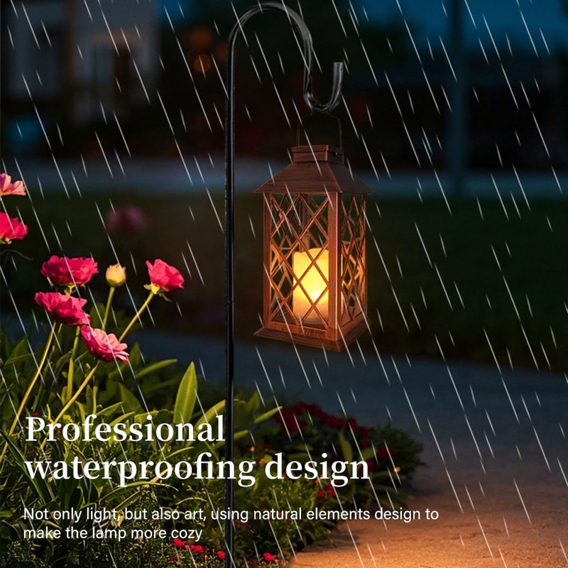 Solar Lantern Candle Light Outdoor Hanging Garden Decor Waterproof Solar Lights For Lawn Landscap 2