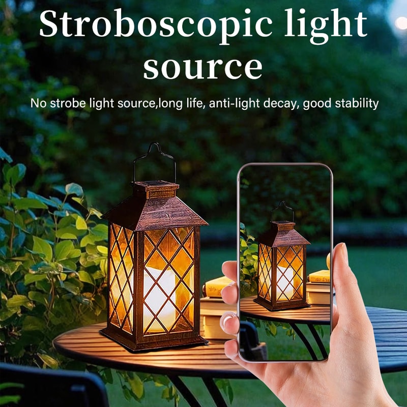 Solar Lantern Candle Light Outdoor Hanging Garden Decor Waterproof Solar Lights For Lawn Landscap 3