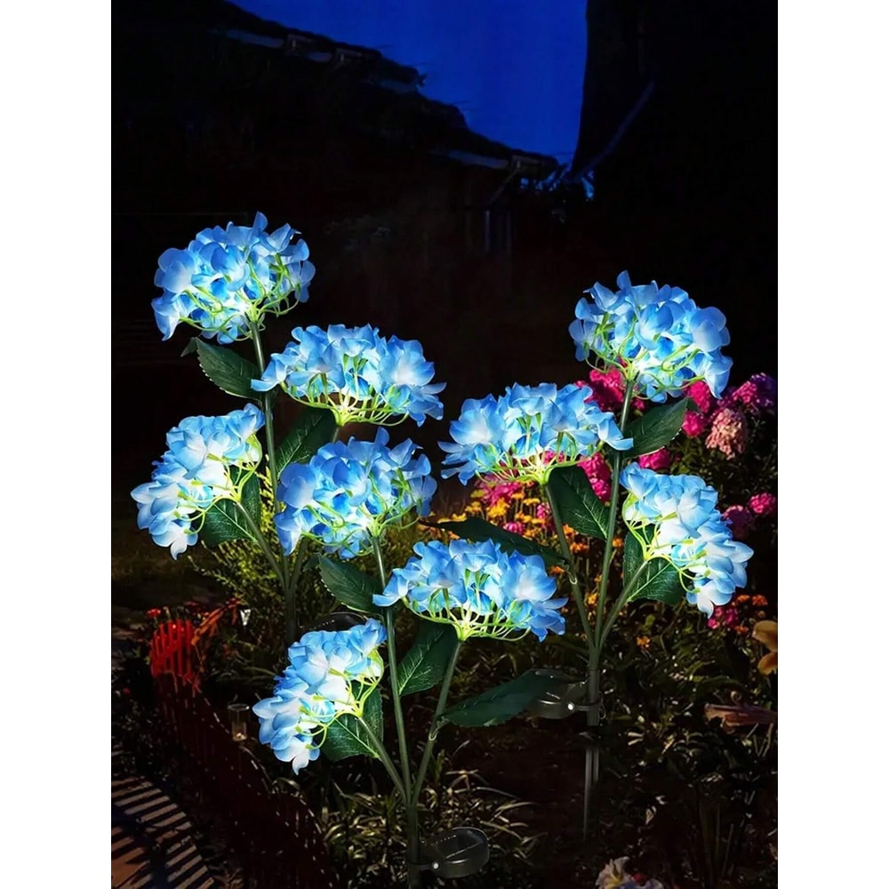 Solar Hydrangea Flower Lights - LED Heads for Outdoor Yard, Garden & Pathway Decoration