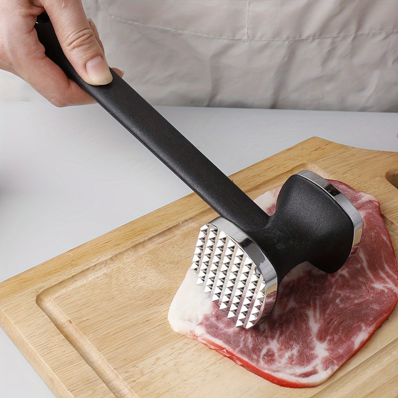 Heavy Duty Meat Tenderizer Hammer with Rubber Grip, Stainless Steel Head for Effortless Pounding and Tenderizing