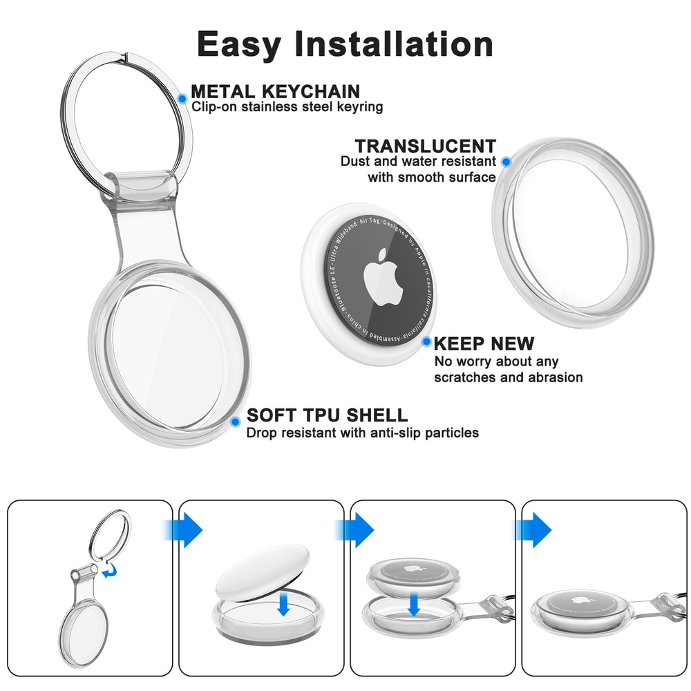 Waterproof AntiLost Keychain Holder TPU Case For Apple Airtag 1