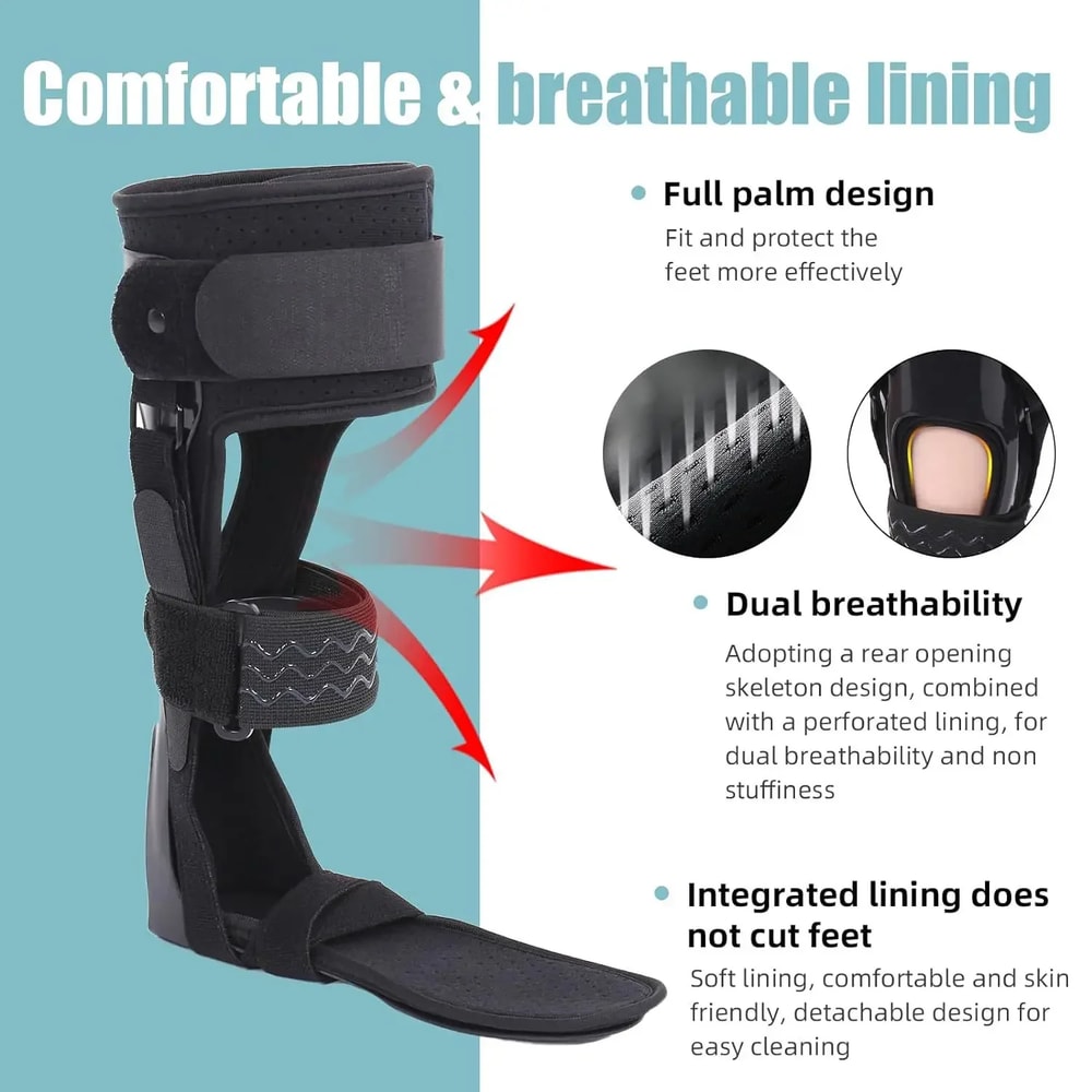 Adjustable Foot Drop Support Brace for Stroke, MS, Hemiplegia | Medical Ankle Foot Orthosis for Men & Women