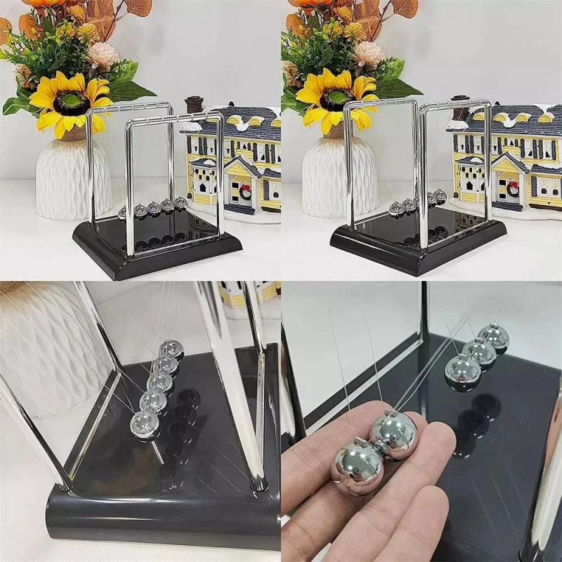 Newton Cradle Desk Toy Steel Ball Pendulum Physics Decor for Office and Classroom