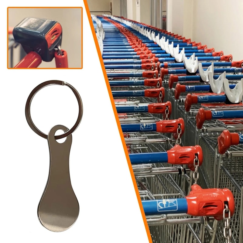 Aluminum Alloy Key Ring for Shopping Trolley Tokens - Stylish Unisex Keyring for Easy Grocery Shopping