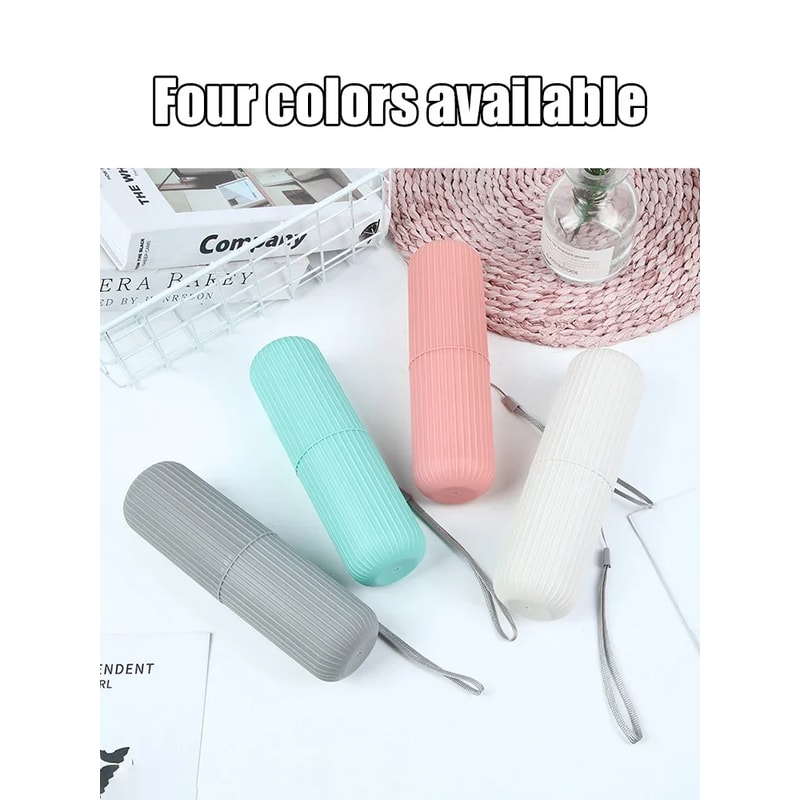 Portable Toothbrush Cup & Toothpaste Holder - Transparent Bathroom Storage Case Organizer for Travel & Toiletries