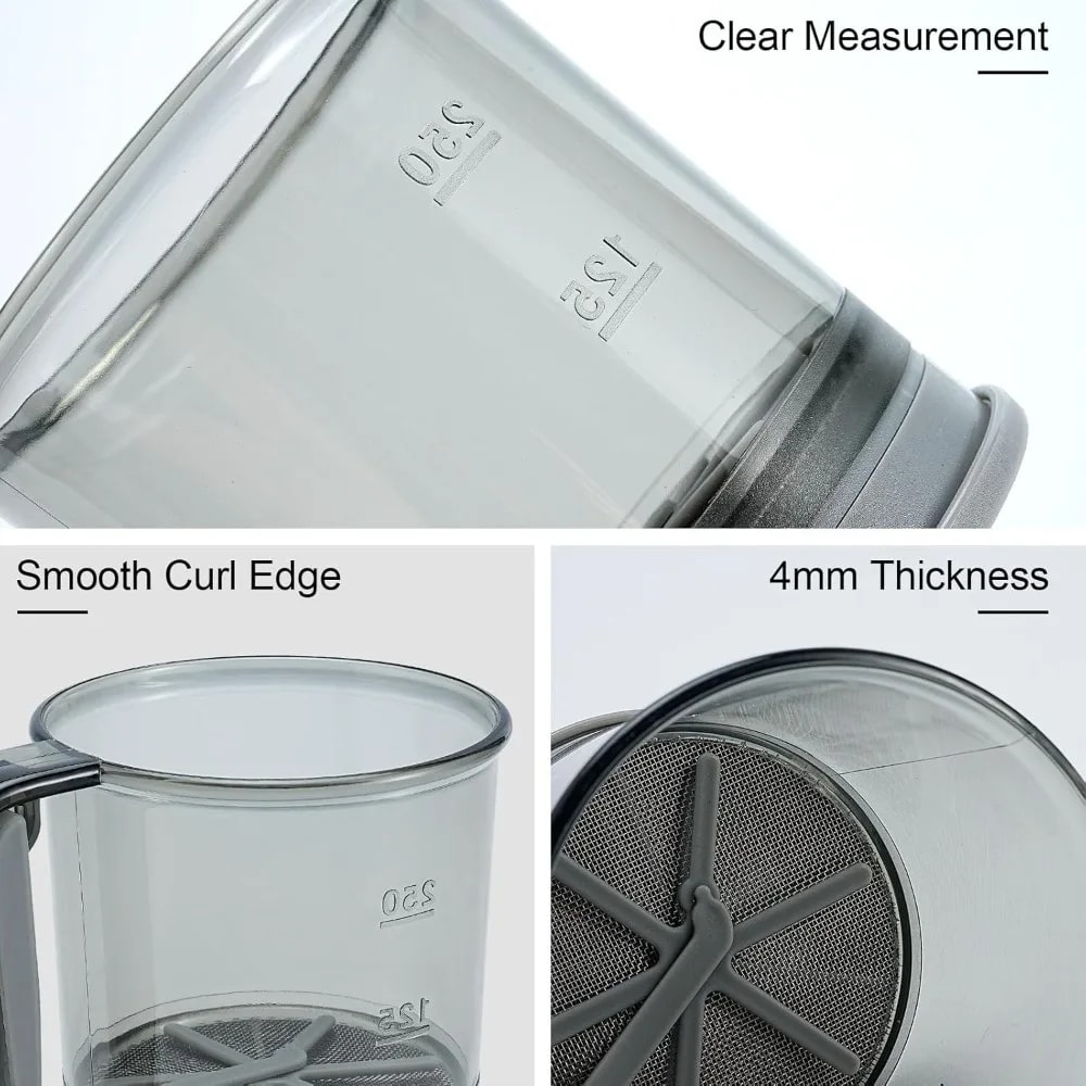 Portable Manual Flour Sifter for Baking - Fine Mesh, Press Design
