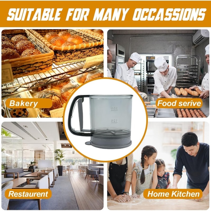 Portable Manual Flour Sifter for Baking - Fine Mesh, Press Design