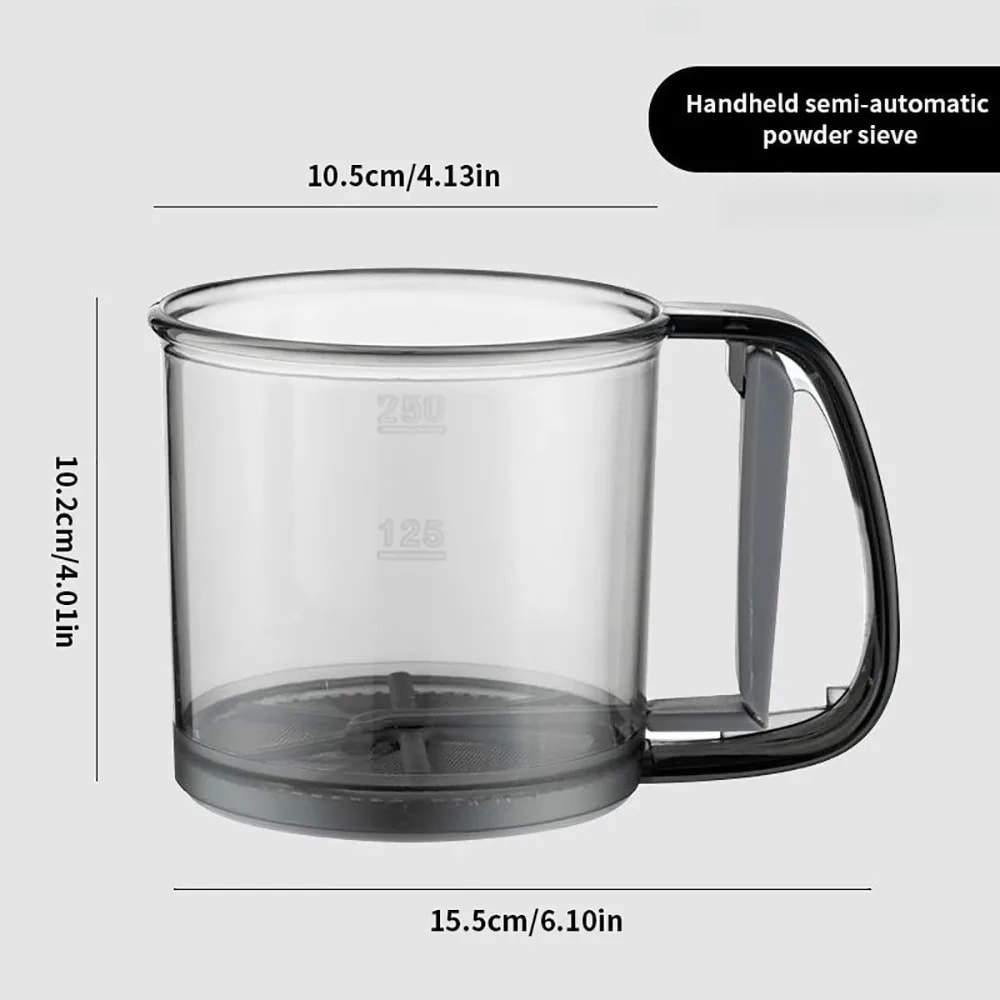 Portable Manual Flour Sifter for Baking - Fine Mesh, Press Design