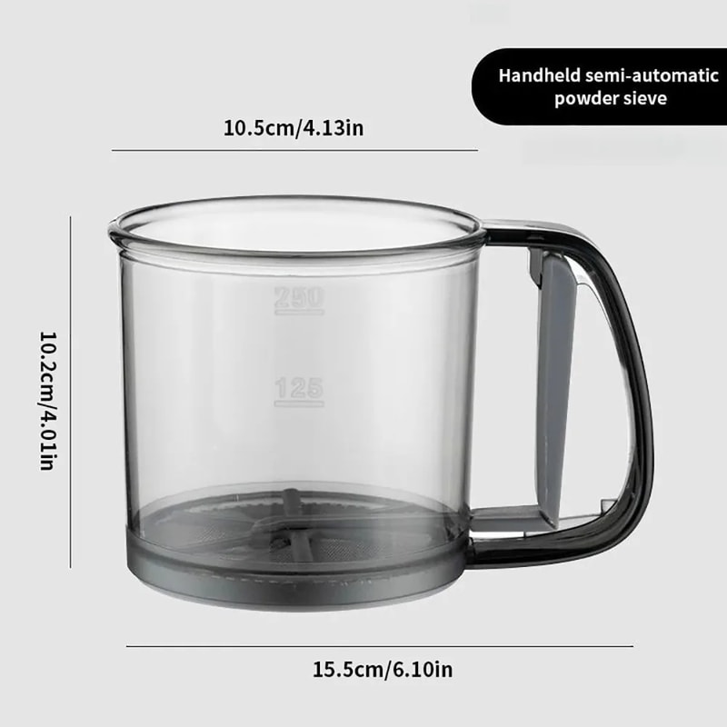 Portable Manual Flour Sifter for Baking - Fine Mesh, Press Design