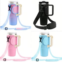 water bottle carrier bag with adjustable shoulder strap for large tumblers and bottles - cup sleeve with handle