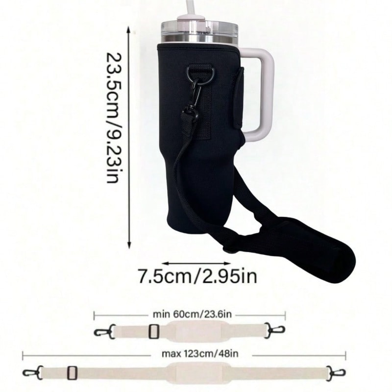 Water Bottle Carrier Bag With Adjustable Shoulder Strap For Large Tumblers And Bottles Cup Sleeve 1
