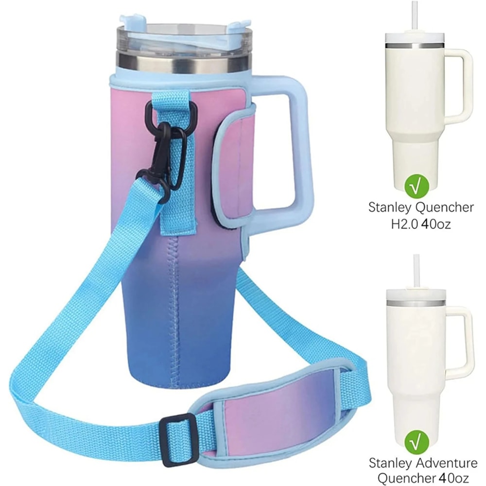 Water Bottle Carrier Bag With Adjustable Shoulder Strap For Large Tumblers And Bottles Cup Sleeve 2