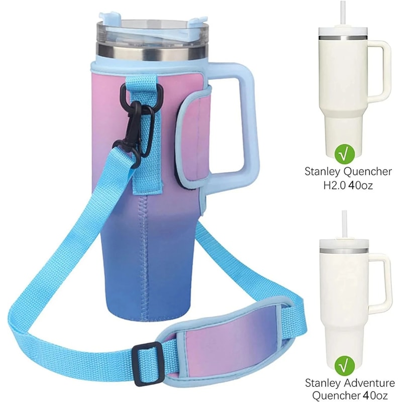 Water Bottle Carrier Bag With Adjustable Shoulder Strap For Large Tumblers And Bottles Cup Sleeve 2