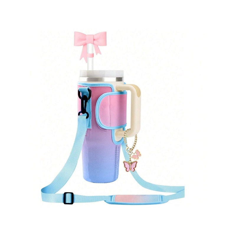 Water Bottle Carrier Bag With Adjustable Shoulder Strap For Large Tumblers And Bottles Cup Sleeve 6