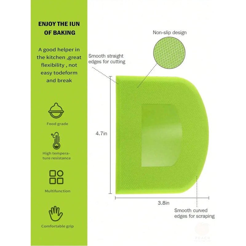 Piece Flexible Dough Scrapers – Food-safe Plastic Multipurpose Bench Scraper Set for Bread and Pizza Dough