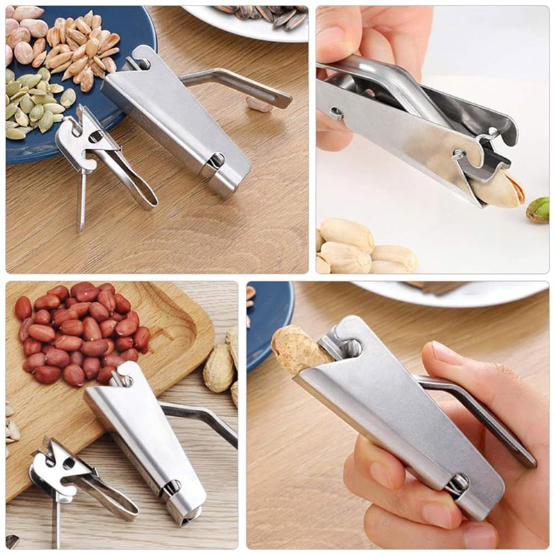 Stainless Steel Nutcracker Tool – Melon Seeds, Pistachio & Peanut Shell Opener for Easy Kitchen Use
