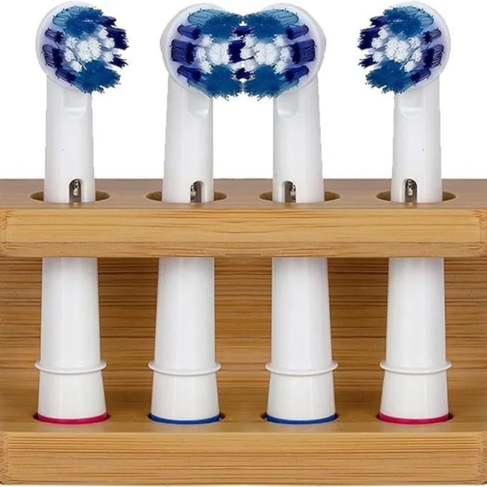 Bamboo Electric Toothbrush Holder Stand – Multi-Slot Durable Bathroom Organizer for Toothpaste & Brushes
