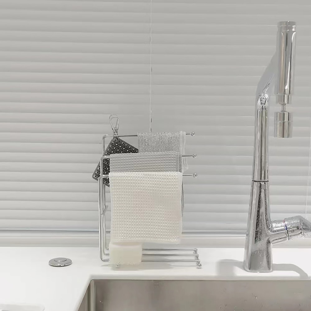 Drain Rag Rack Kitchen Storage Solution – Dishcloth & Sponge Towel Holder for Countertop Organization