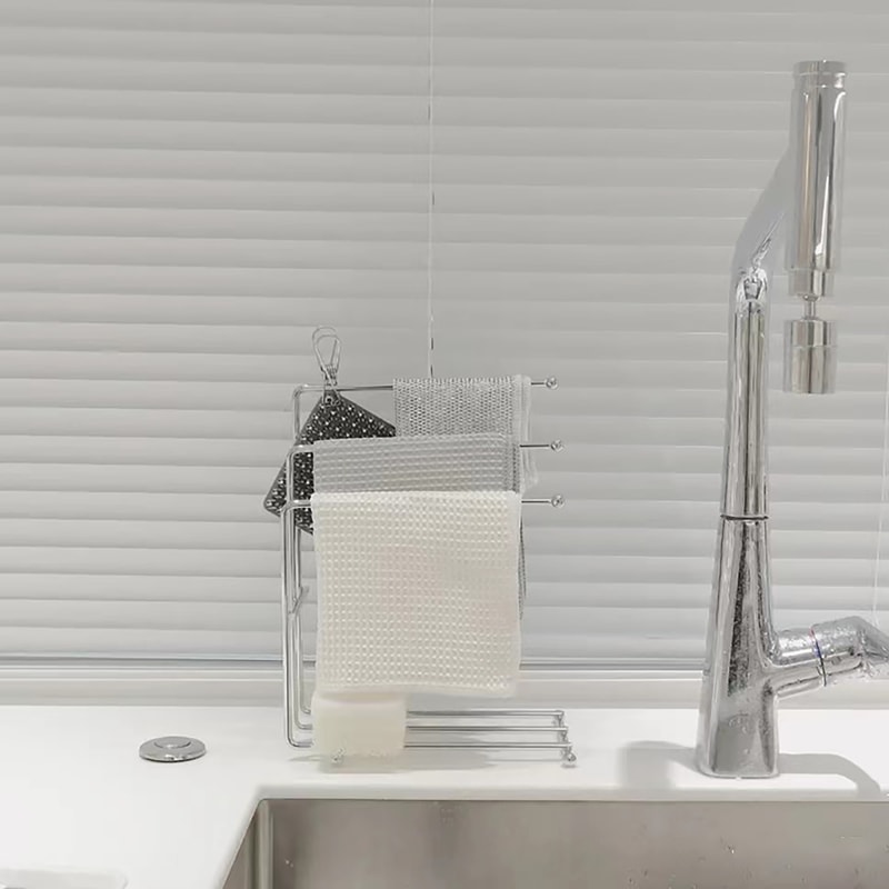 Drain Rag Rack Kitchen Storage Solution – Dishcloth & Sponge Towel Holder for Countertop Organization