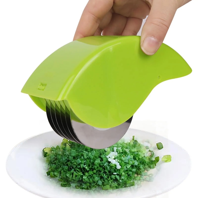 Manual Vegetable Chopper With Stainless Steel Blades Scallion Cutter Herb Mincer And Parsley Chop 0