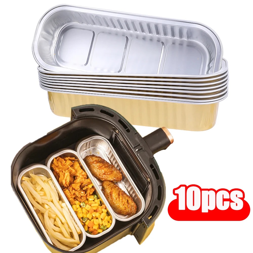 Disposable BBQ Pans For Air Fryer Aluminum Foil Grilling Tray Tin Foil Pans Box Baking Tray Kitchen 0