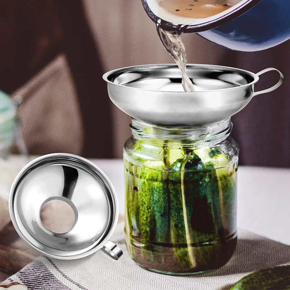 Stainless Steel Funnel With Handle For Easy Liquid Transfer Ideal For Jars Serums Jam Oils Spices 3