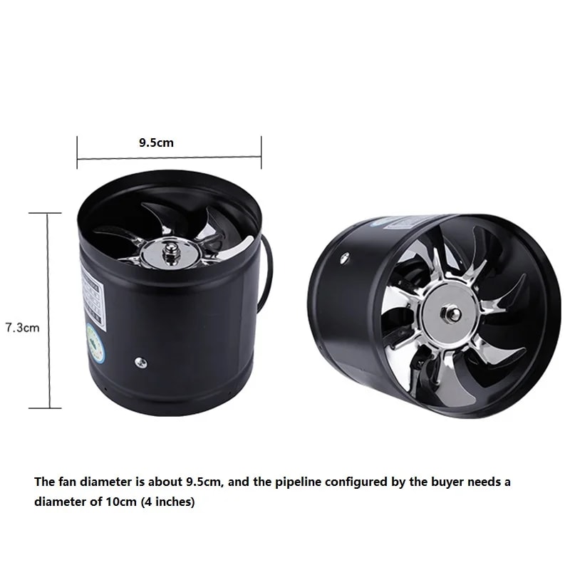 Air Ventilator Exhaust Fan for Home, Kitchen, Bathroom, and Toilet – Metal Pipe Duct Mini Extractor Fan