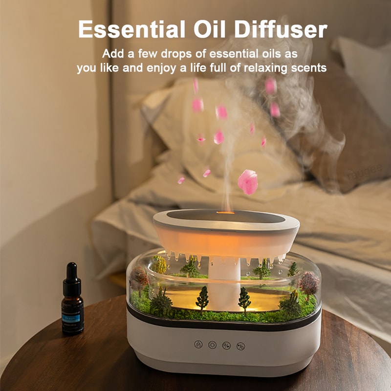 Aroma Humidifier Raindrop Ultrasonic Essential Oil Diffuser With Colorful Light And White Noise For 5