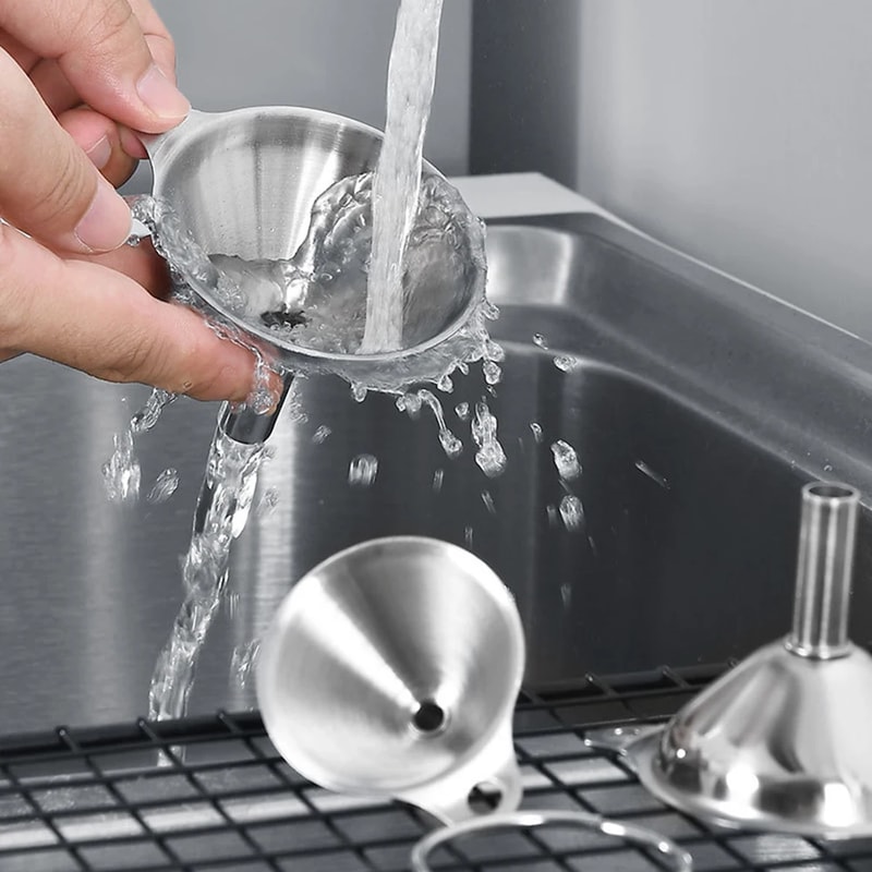 Piece Stainless Steel Funnel Set Multipurpose Kitchen Funnel For Liquid Dry Ingredients 3