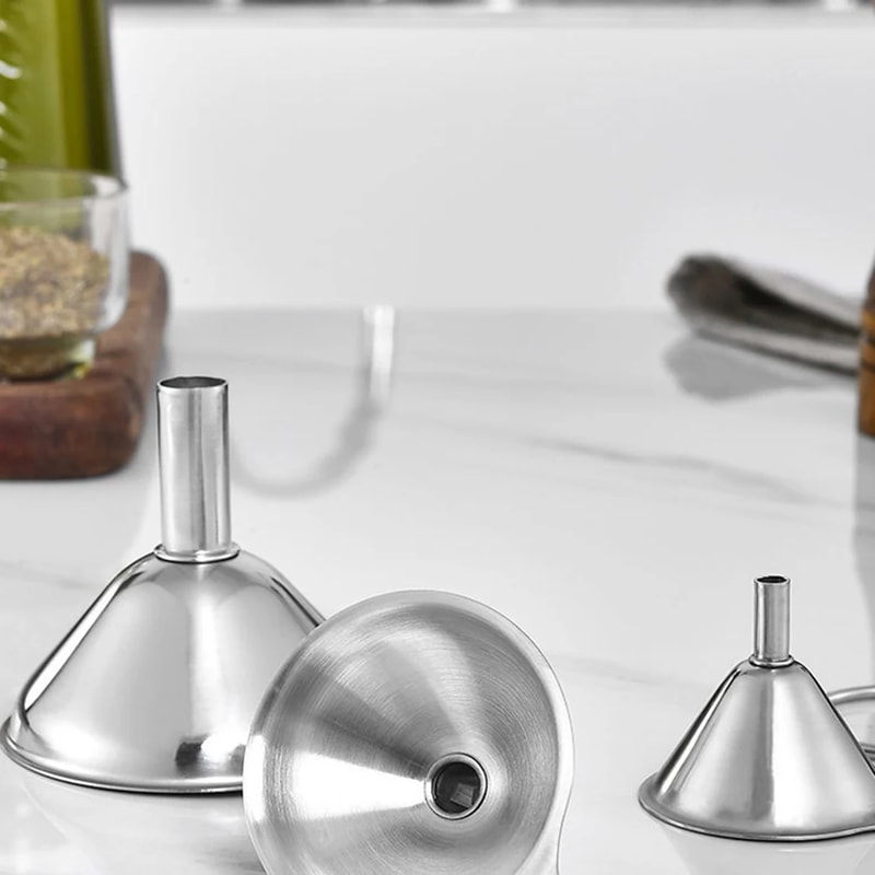 Piece Stainless Steel Funnel Set Multipurpose Kitchen Funnel For Liquid Dry Ingredients 4