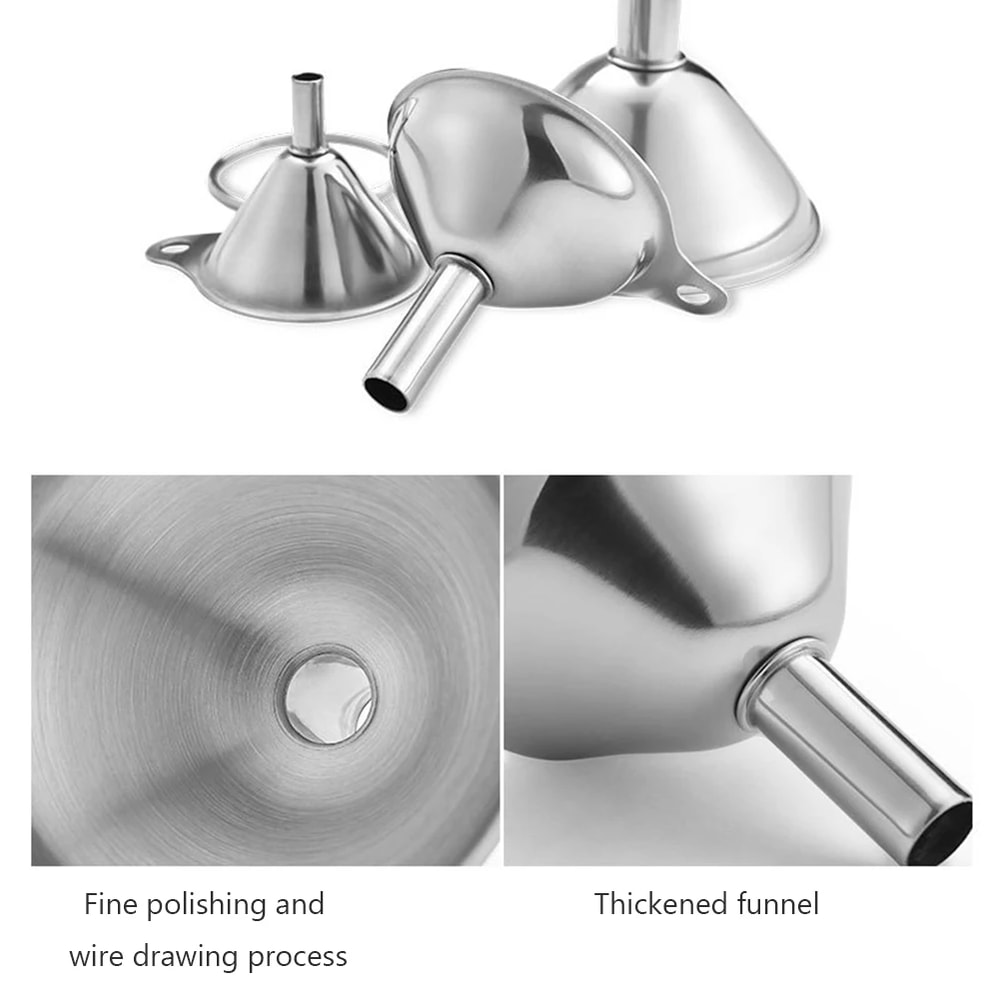 Piece Stainless Steel Funnel Set Multipurpose Kitchen Funnel For Liquid Dry Ingredients 5