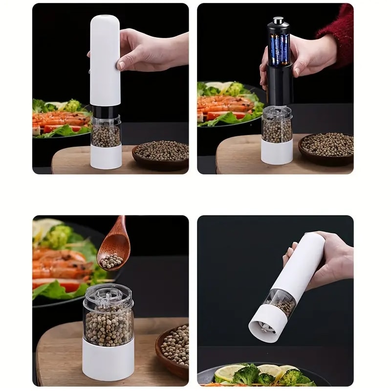 Electric Salt and Pepper Grinder Set - Automatic Spice Grinder with Adjustable Coarseness - Perfect for Cooking