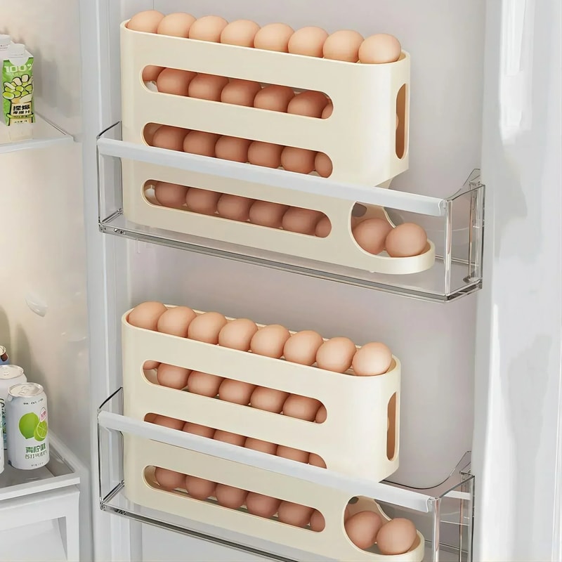 Large Capacity Automatic Egg Rolling Storage Box Layer Sliding Design For Fridge 3