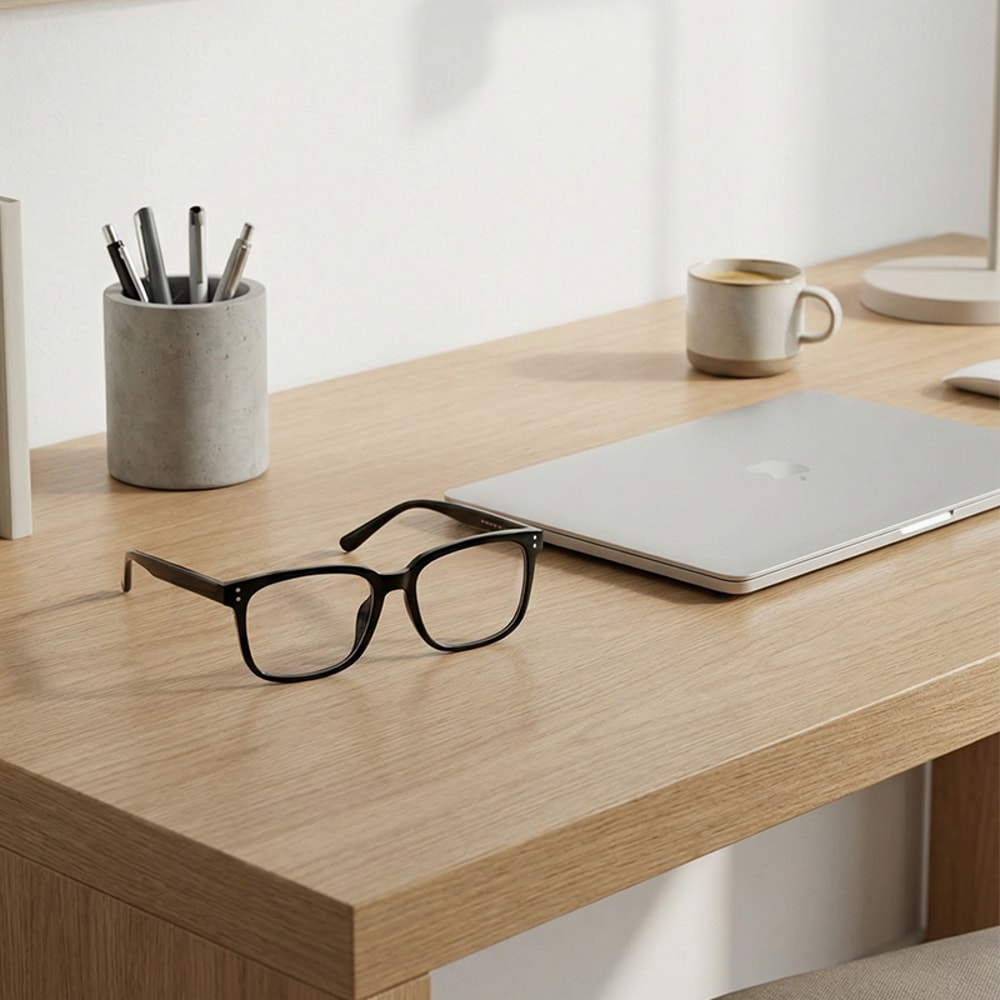 Unisex Transparent Glasses with Black Frame and Face-Contouring Design for Men & Women