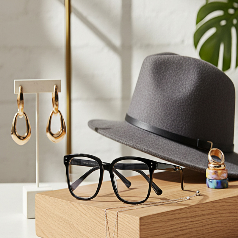 Unisex Transparent Glasses with Black Frame and Face-Contouring Design for Men & Women