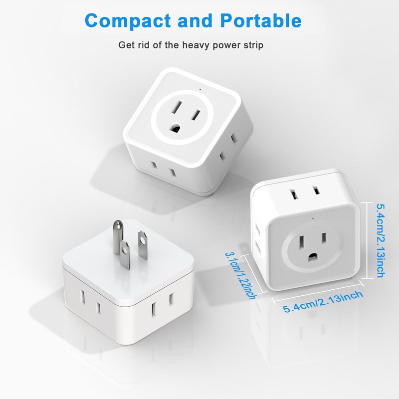 Way Electrical Outlet Splitter, Compact Wall Outlet Expander for Travel, Home, Office, and Dorm Use