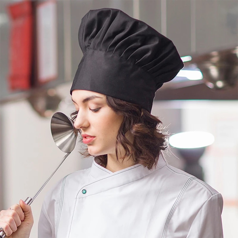 Professional Chef Hat For Men White Kitchen Work Cap For Restaurant Bakery And Hotel Use 2