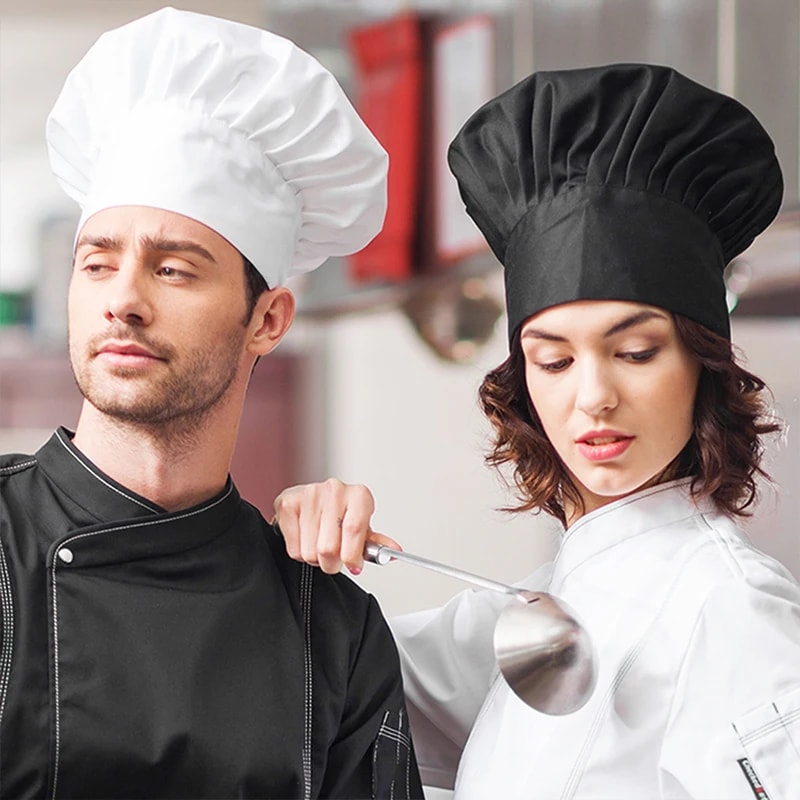 Professional Chef Hat For Men White Kitchen Work Cap For Restaurant Bakery And Hotel Use 3