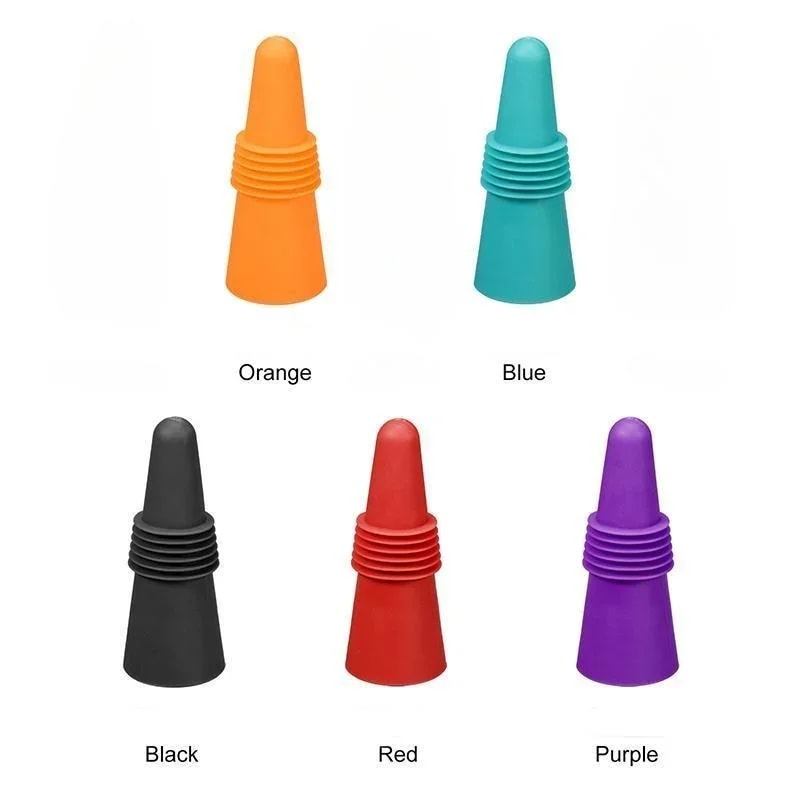 Silicone Wine & Beverage Bottle Cap Set - Leak Proof Champagne Sealer Stopper, Reusable Wine Cork Saver