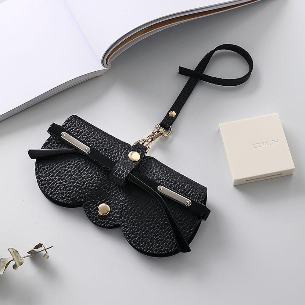 Litchi Embossed PU Leather Eyewear Holder - Portable Travel Case for Sunglasses & Reading Glasses
