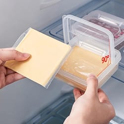 clear plastic cheese storage box with flip lid – sliced cheese & butter storage for refrigerator,