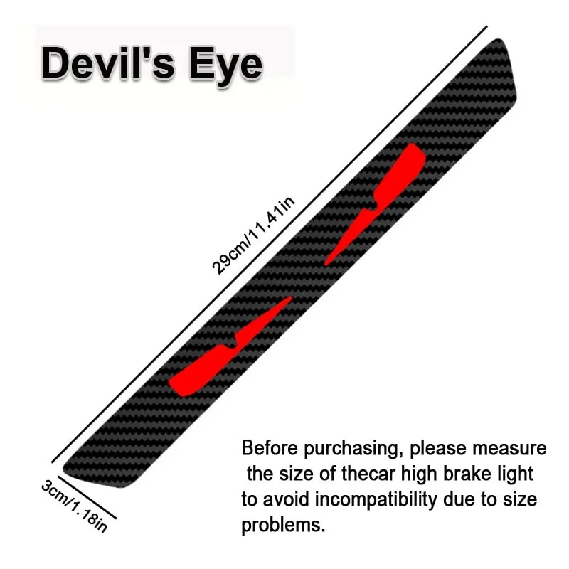 Monster Eyes Car Rear Light Sticker - Cartoon Devil Eyes Tail Light Decal, Carbon Fiber Pattern, Transparent Night