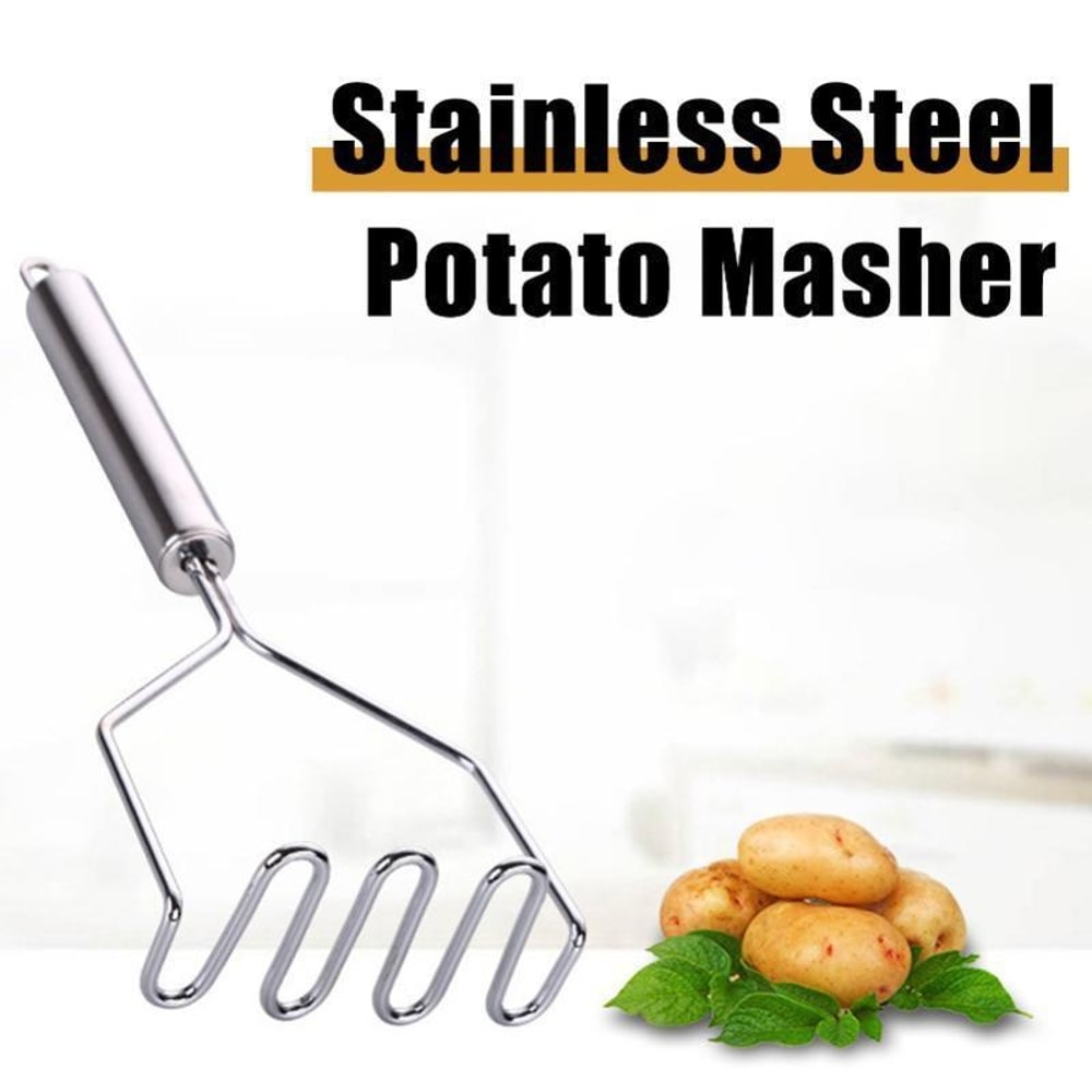 Stainless Steel Potato Masher – Manual Fruit & Vegetable Crusher, Kitchen Gadget for Mashing