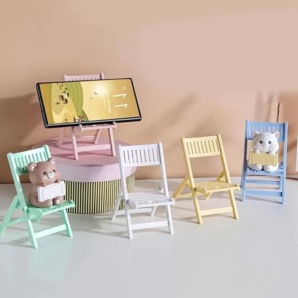 Mini Beach Chair Phone Stand – Foldable Multi-Angle Holder for Mobile Phones and Tablets, Colorful & Adjustable, Perfect