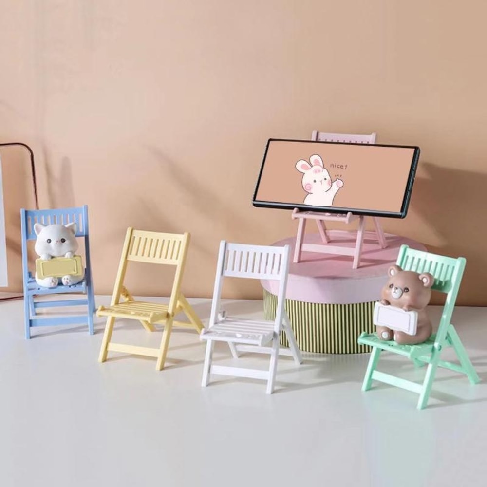 Mini Beach Chair Phone Stand – Foldable Multi-Angle Holder for Mobile Phones and Tablets, Colorful & Adjustable, Perfect