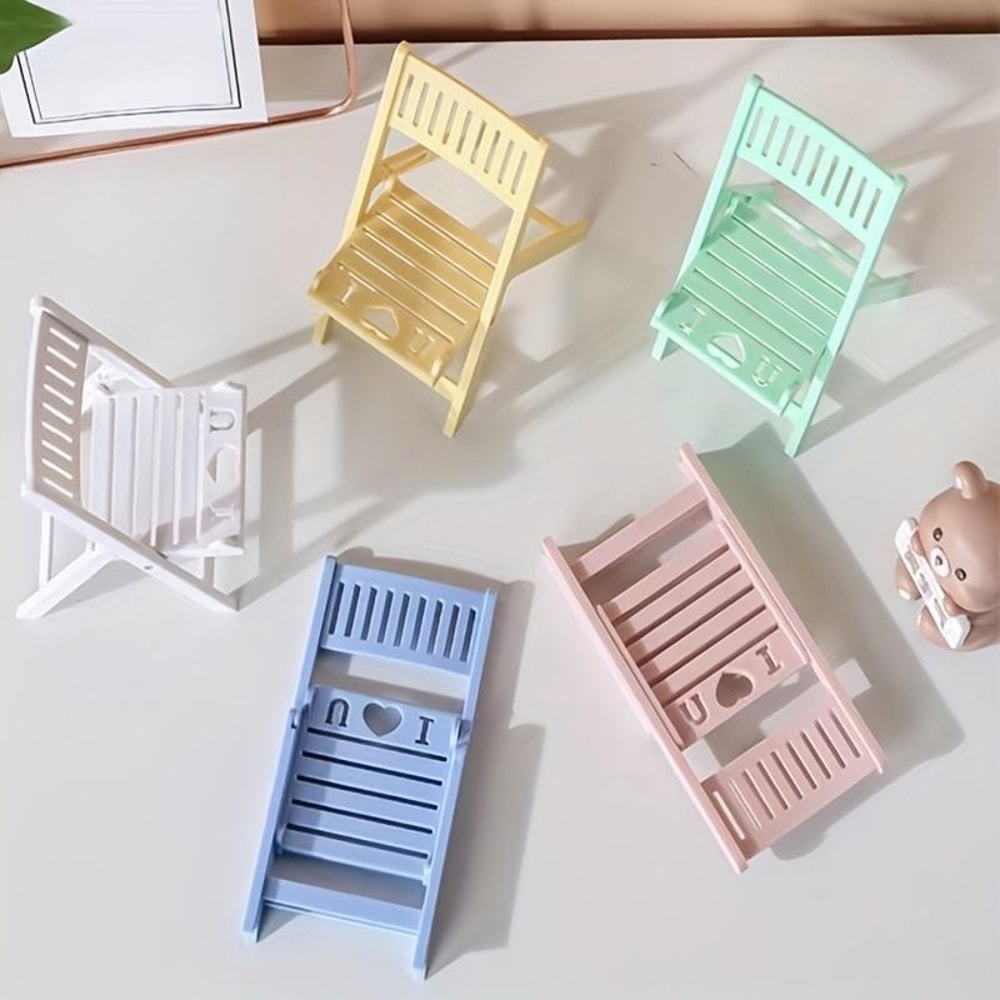 Mini Beach Chair Phone Stand – Foldable Multi-Angle Holder for Mobile Phones and Tablets, Colorful & Adjustable, Perfect