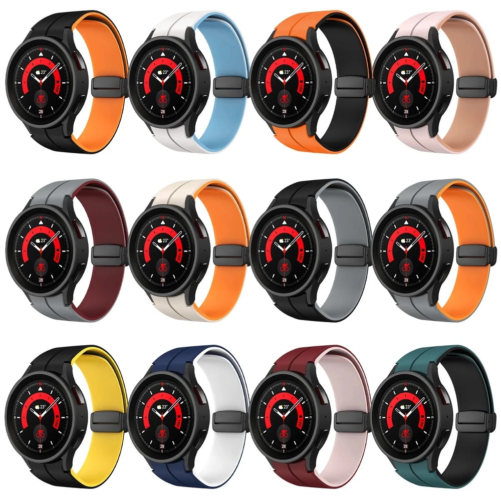 Magnetic Silicone TwoTone Strap For Samsung Galaxy Watch Pro Classic Replacement Band 3
