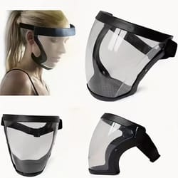 full-face transparent protection mask - reusable, heat-resistant, adjustable shield for work and outdoor safety