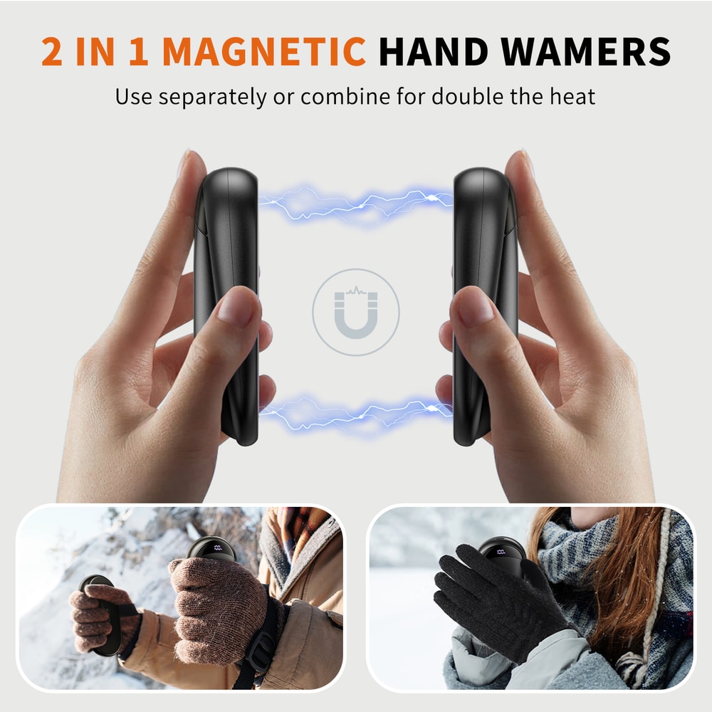 Rechargeable Hand Warmers 2 Pack With Magnetic Electric Display Portable Pocket Hand Warmer 1